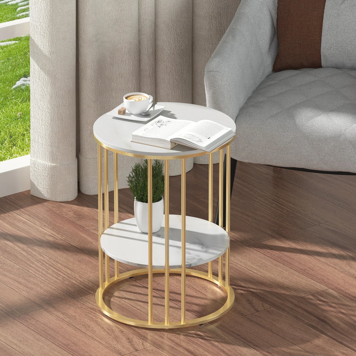 HomelyHue™ Round Marble Accent Table