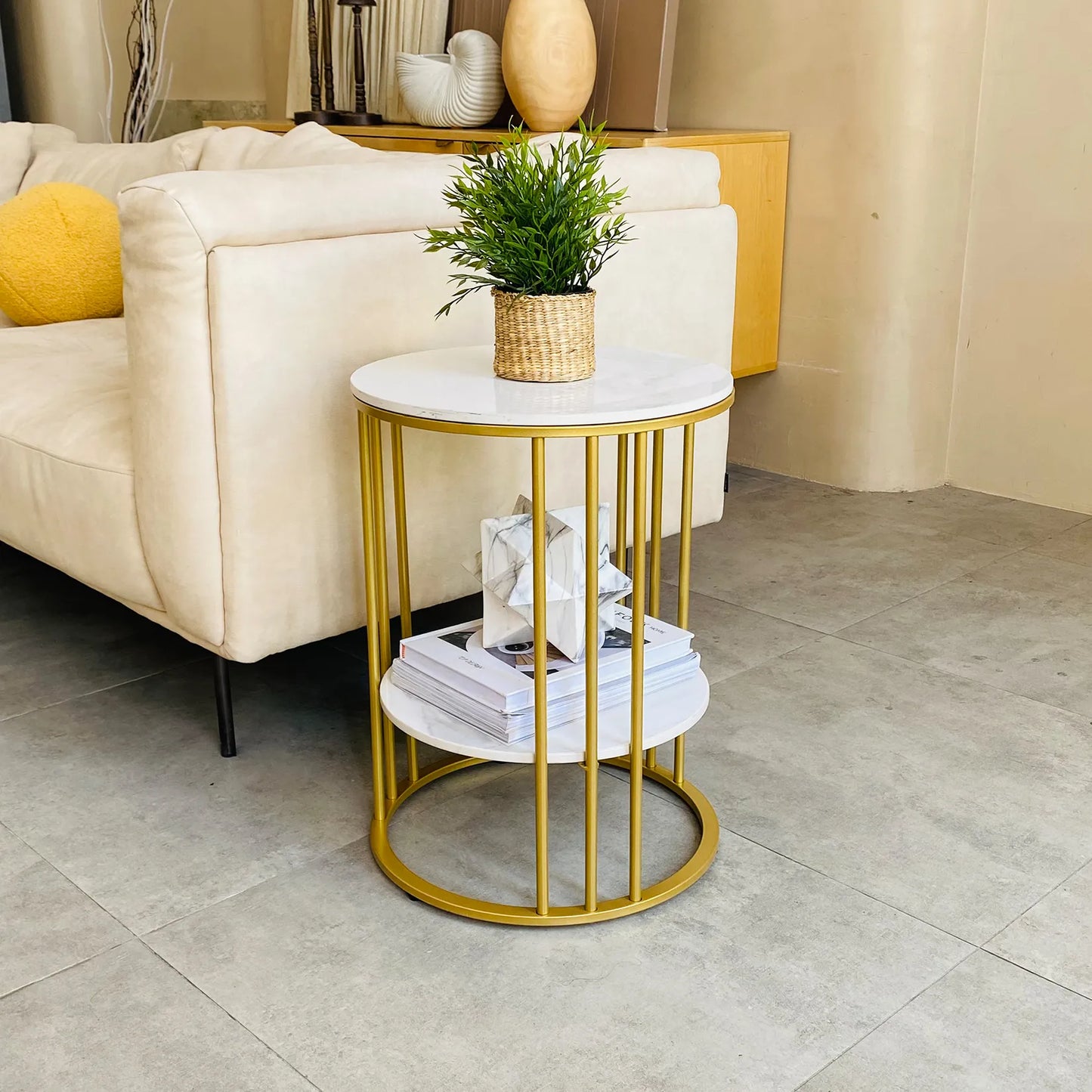 HomelyHue™ Round Marble Accent Table