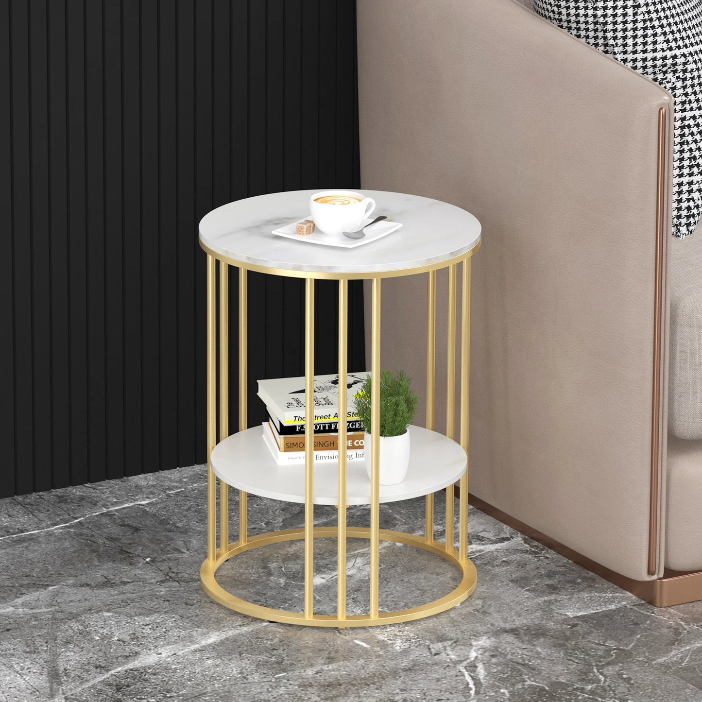 HomelyHue™ Round Marble Accent Table